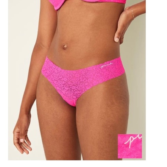 NWOT VS PINK NO-SHOW SOFT LACE THONG UNDERWEAR - Picture 2 of 2